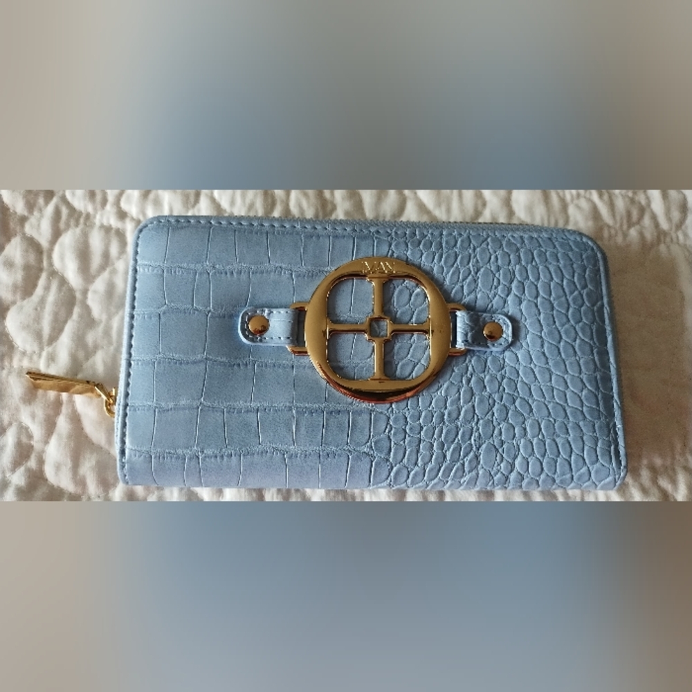 Iman Sky Blue Zip Wallet